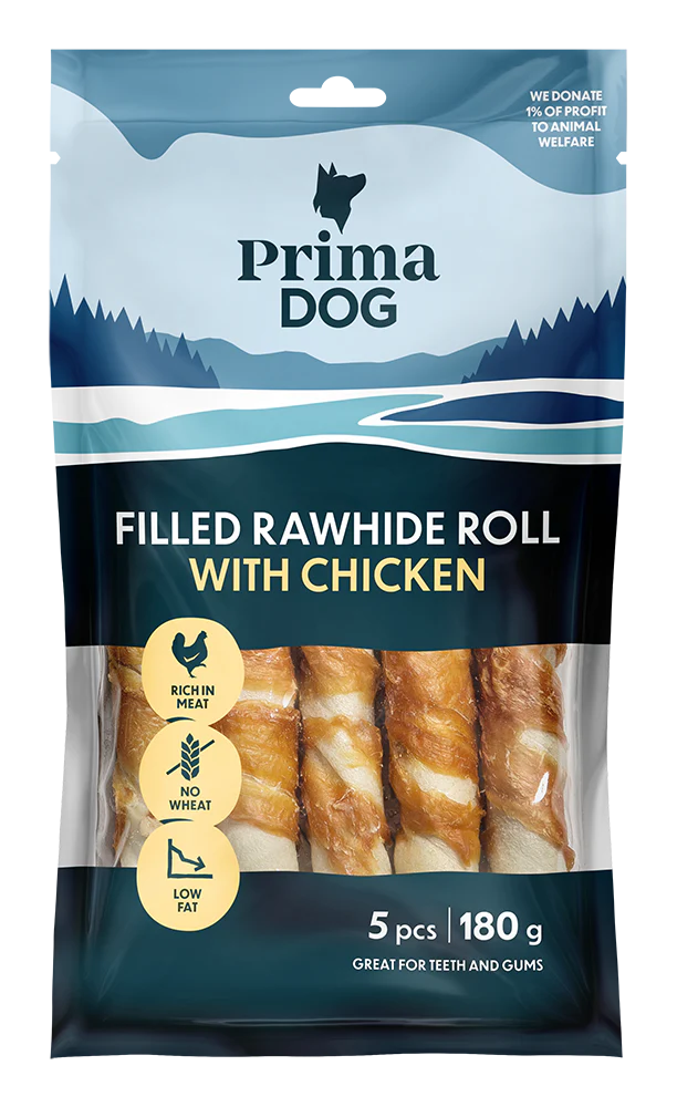 PrimaDog Fylld tuggrulle med Kyckling