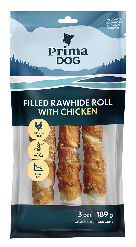 PrimaDog Fylld tuggrulle med Kyckling