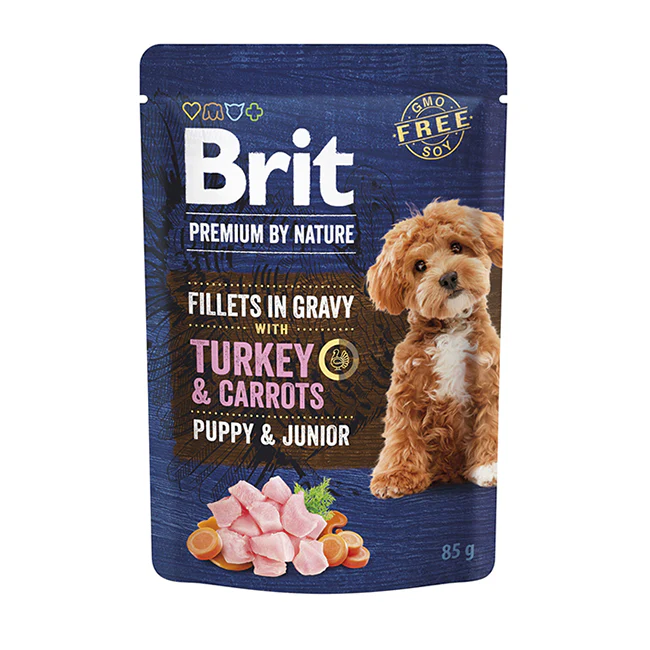 Brit Premium by Nature Valp & Junior Filéer i Sås Kalkon & Morot