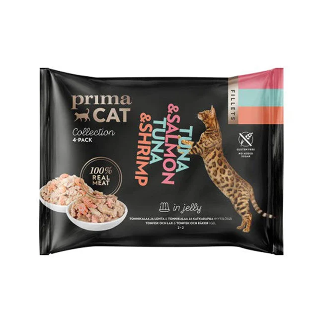 PrimaCat Fillets Tonfisk & Lax / Tonfisk & Räkor i Gelé
